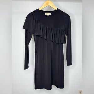 MK Elegant Black Ruffle Dress